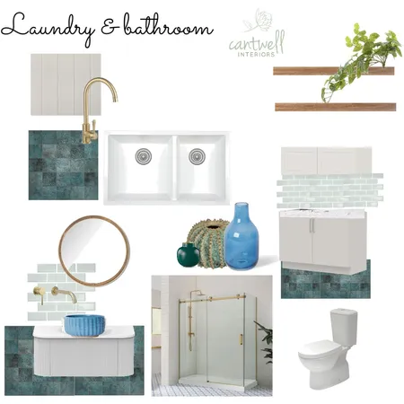 Beach side laundy & bathroom combo - brushed gold Interior Design Mood Board by Cantwell Interiors on Style Sourcebook