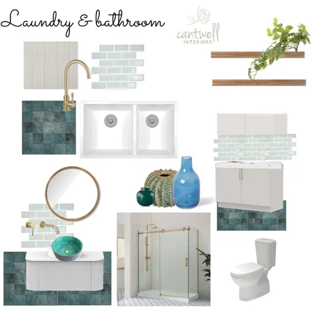 Beach side laundy & bathroom combo - brushed gold Interior Design Mood Board by Cantwell Interiors on Style Sourcebook