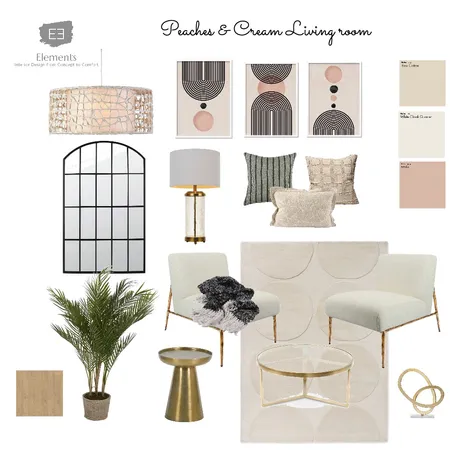 Peaches and cream living room Interior Design Mood Board by Elements Interior Design Studio on Style Sourcebook