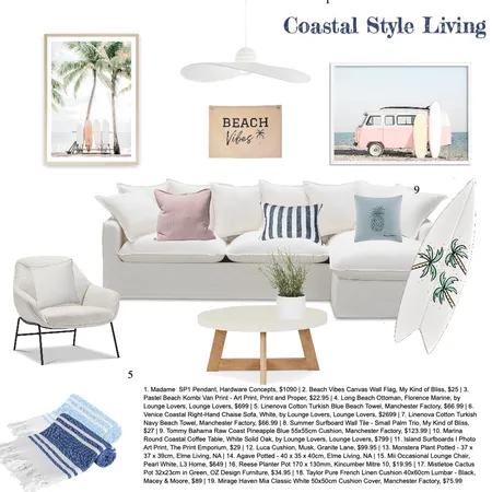 Beach Themed Living Room Interior Design Mood Board by Fin0011 on Style Sourcebook