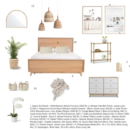 Boho Bedroom Interior Design Mood Board by mar0068 on Style Sourcebook