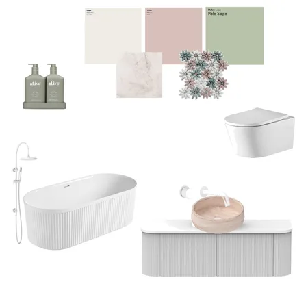 Pink and sage bathroom Interior Design Mood Board by Ellie Zeinert on Style Sourcebook