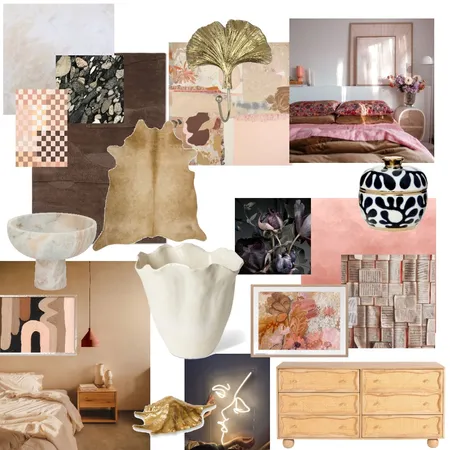 sophisticated, moody, pink bedroom Interior Design Mood Board by maddiepatino on Style Sourcebook