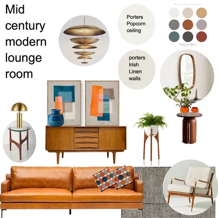 mid century modern Lounge room Interior Design Mood Board by JillMorgan on Style Sourcebook