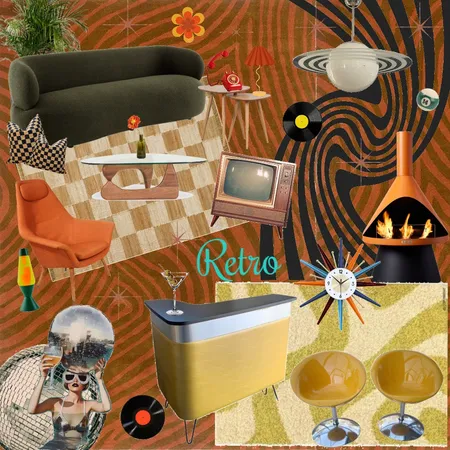 Retro Interior Design Mood Board by Shelby on Style Sourcebook