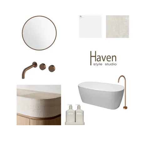 travertine inspired bathroom Interior Design Mood Board by Haven Style Studio on Style Sourcebook