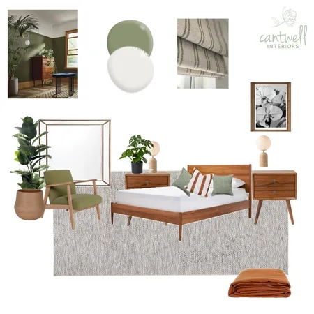 Mid century Modern bedroom (no paint) Interior Design Mood Board by Cantwell Interiors on Style Sourcebook