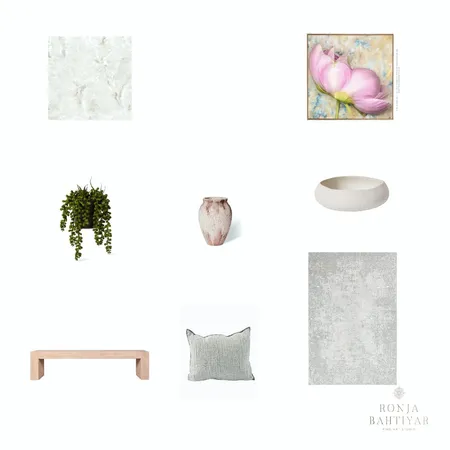 Refined Aesthetics for the Entryway: Curating Focused Spaces with Rugs, Floral Fine Art, Ceramic Pieces and more Interior Design Mood Board by Ronja Bahtiyar Art on Style Sourcebook