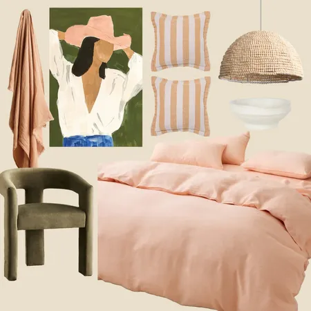 Peach & Olive Bedroom Interior Design Mood Board by The Webb House on Style Sourcebook