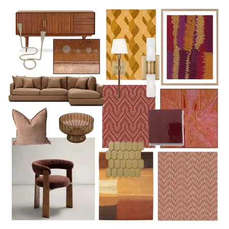 2025 Trends - Oxblood, brown and warm tones with a 70s feel Interior Design Mood Board by Gioia Wall Art on Style Sourcebook