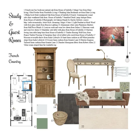 study & Guest room, French Country Interior Design Mood Board by Catharina Storer on Style Sourcebook