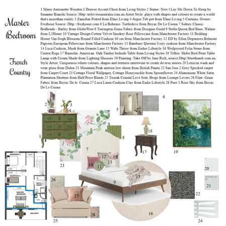 Master Bedroom, French Country Interior Design Mood Board by Catharina Storer on Style Sourcebook