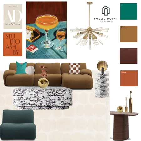 Mid Century Jade and Burnt Orange Interior Design Mood Board by Focal Point Interior on Style Sourcebook
