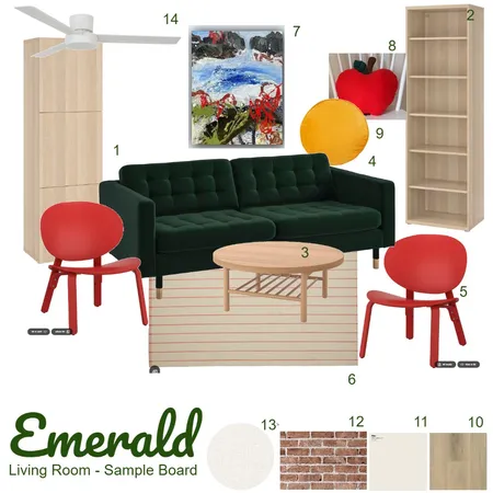 Emerald_Living Room_Sample Board_2 Interior Design Mood Board by hausmade on Style Sourcebook