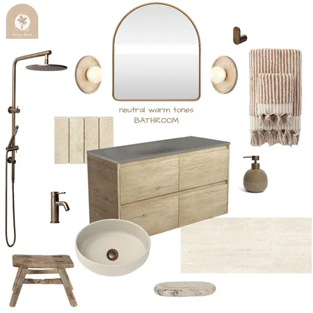 Neutral Warm Tones Bathroom Interior Design Mood Board by Design Divine Interiors on Style Sourcebook