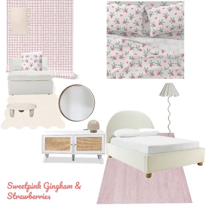 Pink Ginham and Strawberries Girls Bedroom Interior Design Mood Board by SW infinity on Style Sourcebook