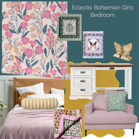 Eclectic Bohemian Girls Bedroom Interior Design Mood Board by Schatzi Brown on Style Sourcebook