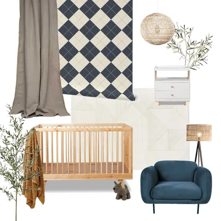Blue Argyle Nursery Interior Design Mood Board by Beeky Illustration & Design on Style Sourcebook