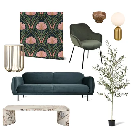art deco/ art nouveau living room Interior Design Mood Board by clearlytangledstudio on Style Sourcebook