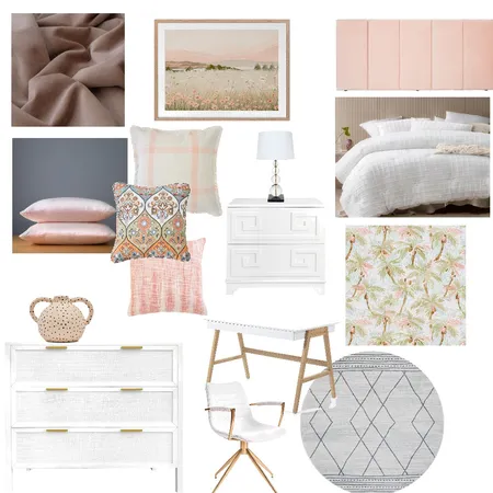 Peach, white & gray guest bed/crafts room Interior Design Mood Board by Land of OS Designs on Style Sourcebook