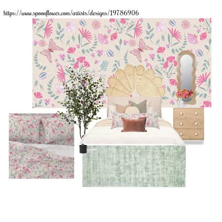 Cottagecore Textured Butterflies and Wildflowers on Cream Interior Design Mood Board by SW infinity on Style Sourcebook