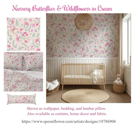 Cottagecore Textured Butterflies and Wildflowers on Cream Interior Design Mood Board by SW infinity on Style Sourcebook
