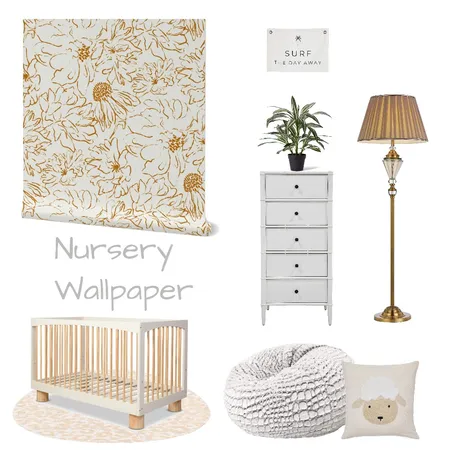 Dahlia nursery wallpaper Spoonflower Interior Design Mood Board by Belemata on Style Sourcebook