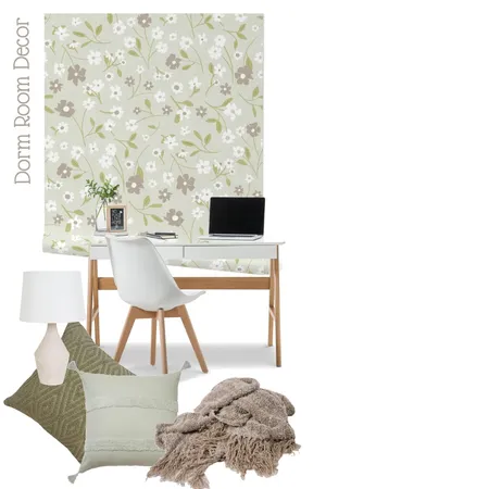 Dorm Room Decor Ditsy Meadow Sage Green Wallpaper Interior Design Mood Board by JenBeckDesign on Style Sourcebook