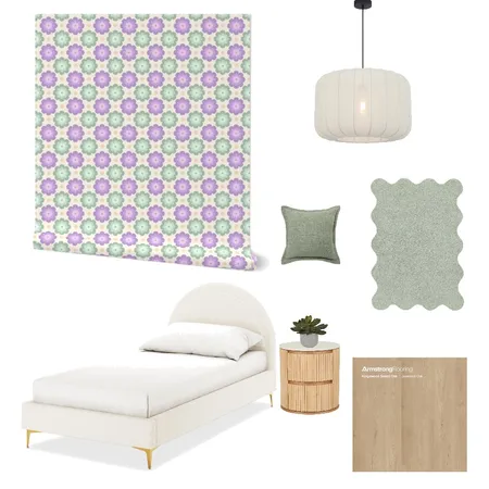 Retro Boho Florals Wallpaper for Girl’s Room Decor Interior Design Mood Board by ashclarkart on Style Sourcebook