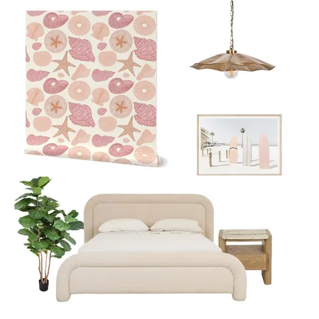 Pink Southern Coastal Seashells Wallpaper for Bedroom Decor Interior Design Mood Board by ashclarkart on Style Sourcebook