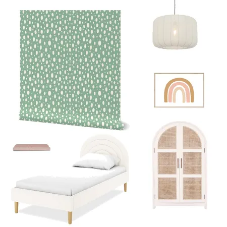 Preppy Creamy Dots and Spots Green Wallpaper for Girl’s Room Decor Interior Design Mood Board by ashclarkart on Style Sourcebook