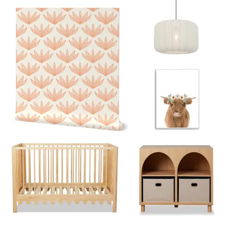 Cottagecore Pink Flora Wallpaper for Baby Girl Nursery Decor Interior Design Mood Board by ashclarkart on Style Sourcebook