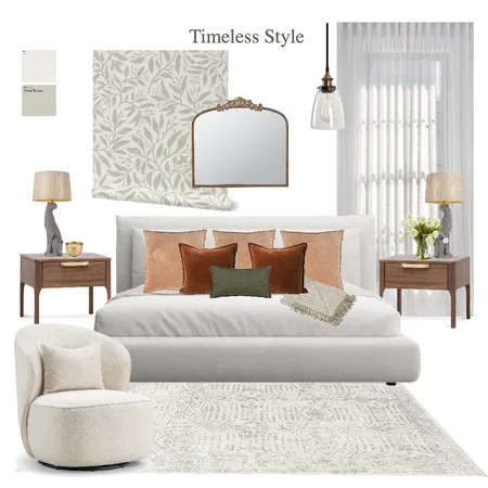Timeless Transitional Bedroom with Botanical Wallpaper Interior Design Mood Board by jskirrow on Style Sourcebook