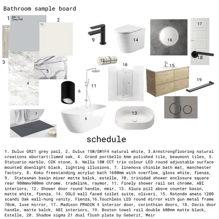 bathroom sample board Interior Design Mood Board by Vicky Moetjie on Style Sourcebook