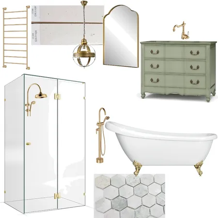 Sage Green Vintage Modern Bathroom Interior Design Mood Board by Danielliott@live.com.au on Style Sourcebook