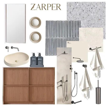 Louis's Ensuite Bathroom with Cream Lights Interior Design Mood Board by Zarper Interiors on Style Sourcebook