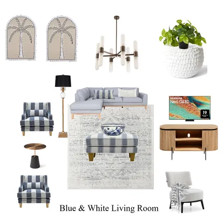 Blue & White Living Room Interior Design Mood Board by Nobs on Style Sourcebook