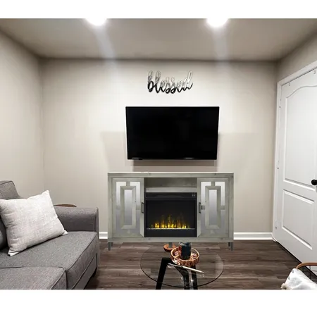 Living room w/ LED fireplace entertainment center Interior Design Mood Board by Chellz23 on Style Sourcebook