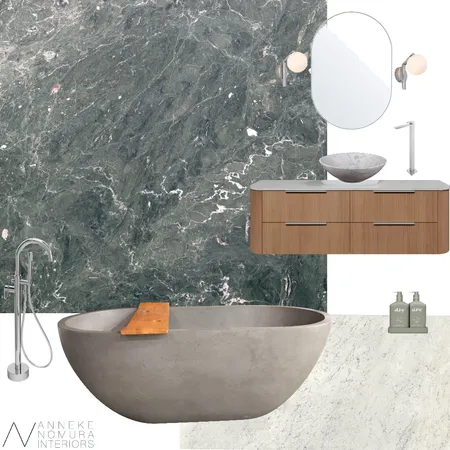 Green Marble Contemporary Bathroom Interior Design Mood Board by ANNEKE NOMURA INTERIORS on Style Sourcebook