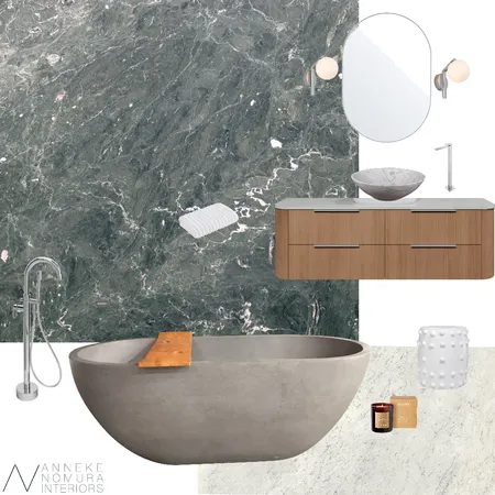 Green Marble Contemporary Bathroom Interior Design Mood Board by ANNEKE NOMURA INTERIORS on Style Sourcebook