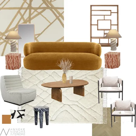Contemporary Mid-Century Living Room Interior Design Mood Board by ANNEKE NOMURA INTERIORS on Style Sourcebook