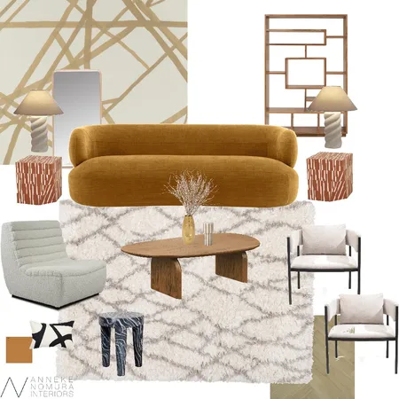 Contemporary Mid-Century Living Room - Neutral Rug Interior Design Mood Board by ANNEKE NOMURA INTERIORS on Style Sourcebook