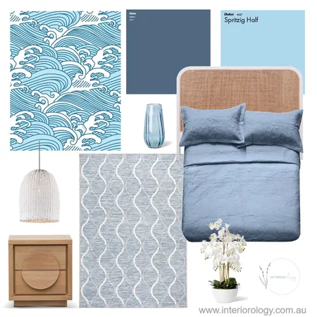 Japandi blue bedroom Interior Design Mood Board by interiorology on Style Sourcebook