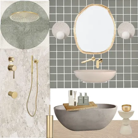 earthy toned bathroom Interior Design Mood Board by rubytafoya on Style Sourcebook
