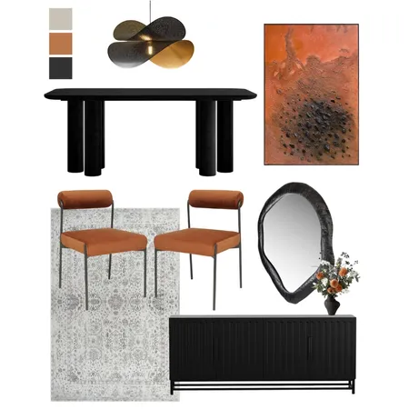 Warm Rust Dining Room Interior Design Mood Board by Luxo Living on Style Sourcebook