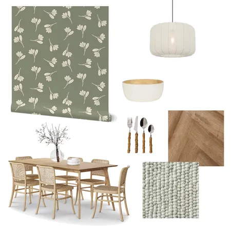 Cottagecore Floral Wallpaper for Dining Room Decor Interior Design Mood Board by ashclarkart on Style Sourcebook