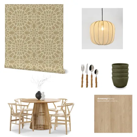 Japandi Abstract Wallpaper for Dining Room Interior Design Mood Board by ashclarkart on Style Sourcebook