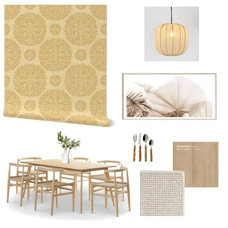 Japandi Abstract Wallpaper for Dining Room Decor Interior Design Mood Board by ashclarkart on Style Sourcebook