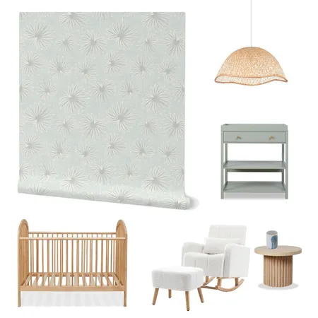 Palm Leaves Wallpaper for Nursery Decor Interior Design Mood Board by ashclarkart on Style Sourcebook