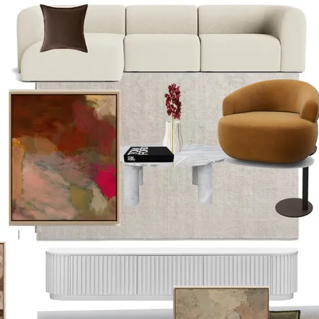 Living area king living rug accent chair and side marion rug SARA W NEW ART Interior Design Mood Board by Efi Papasavva on Style Sourcebook